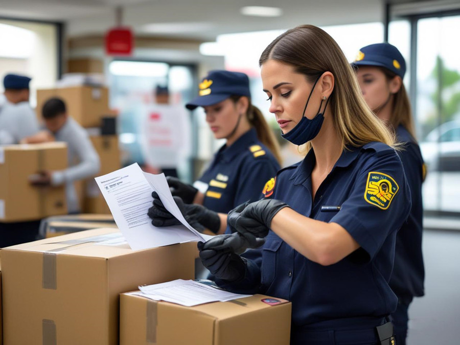 正在進行海關物品檢查的澳洲女海關