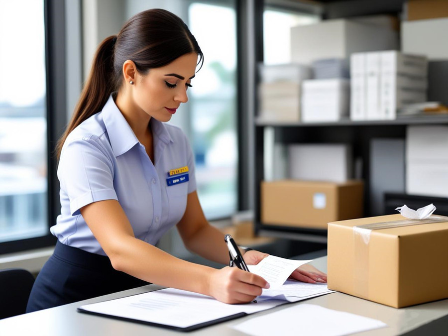 工作人員在對包裹進行檢查