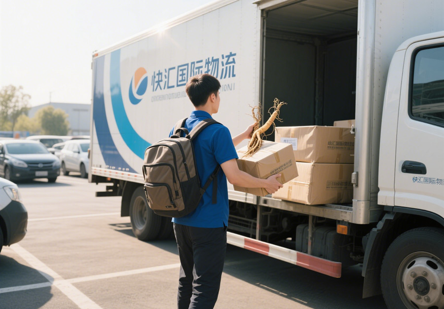 快匯國際物流工作人員正在幫客戶郵寄人參到澳洲