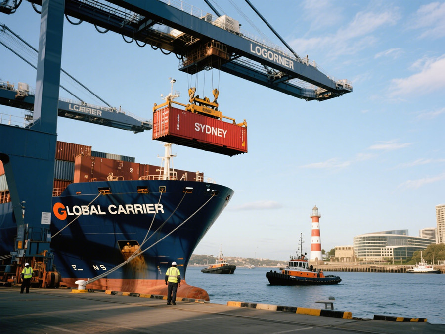 輪船在澳洲港口裝卸貨