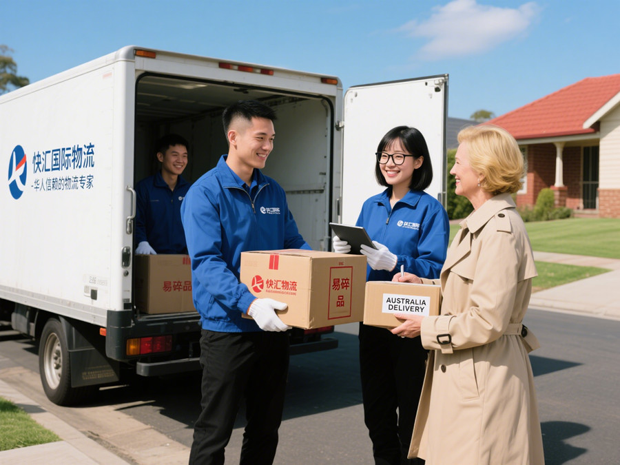 快匯國際物流公司華人團隊在澳洲派送快遞包裹